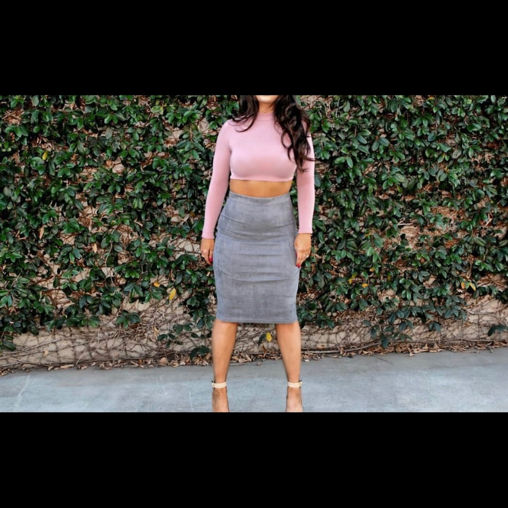 NEW* grey faux suede skirt
